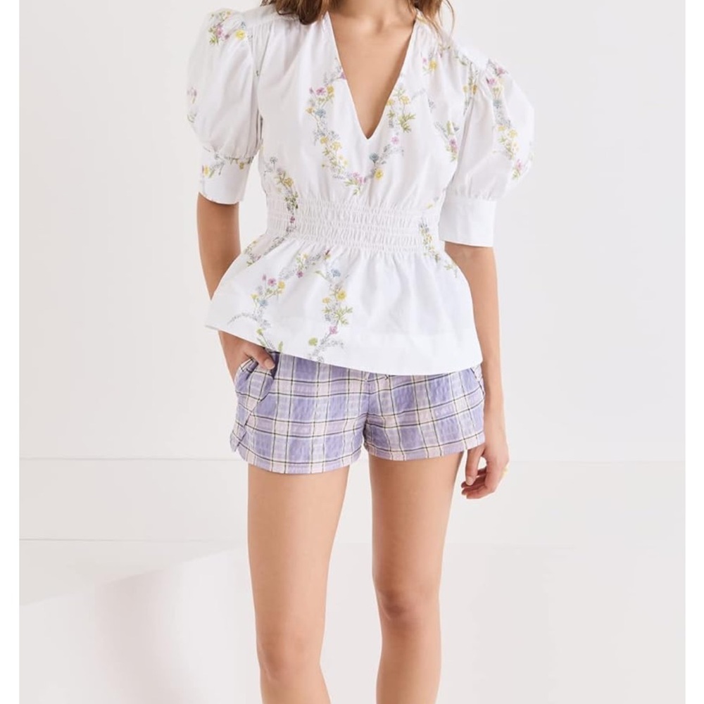 Ganni White Floral Blouse